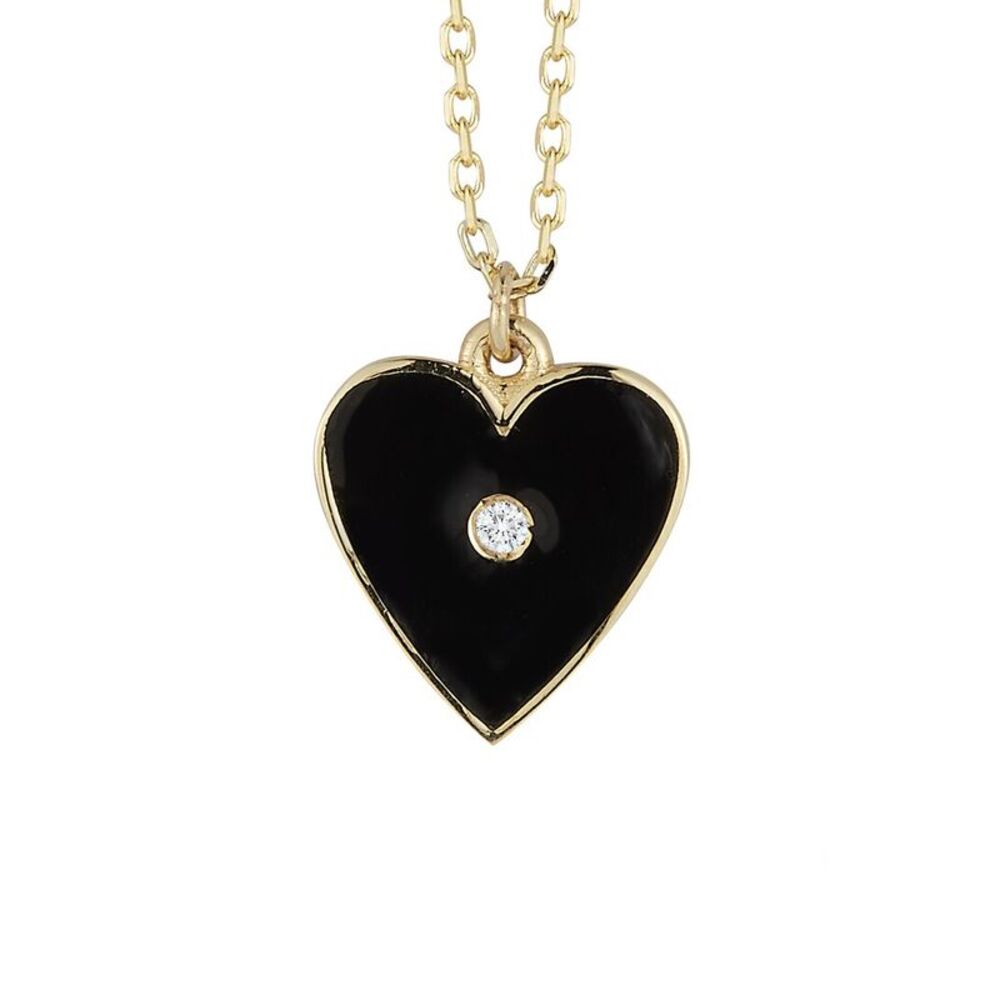 Ember Fine Jewelry 14K 0.01 Ct. Tw. Diamond Necklace, Black